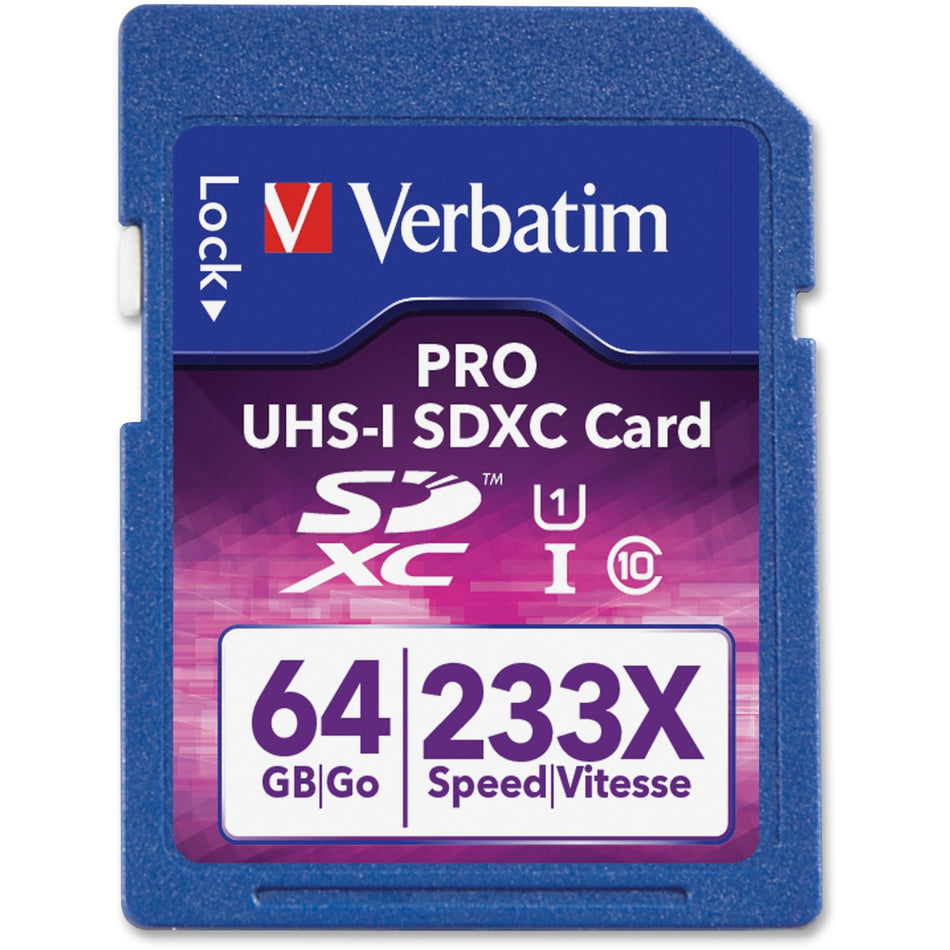 Verbatim 64GB 233X Pro SDXC Memory Card, UHS-1 Class 10 - 97466