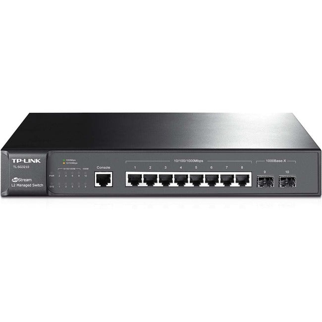 TP-LINK TL-SG3210 8-port Pure-Gigabit L2 Managed Switch, 8 10/100/1000Mbps ports, 2 Gigabit SFP slots - TL-SG3210