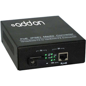 AddOn 10/100Base-TX(RJ-45) to 100Base-BXU(SC) BiDi SMF 1310nm/1550nm 20km POE Media Converter - ADD-FMCP-BX-USC