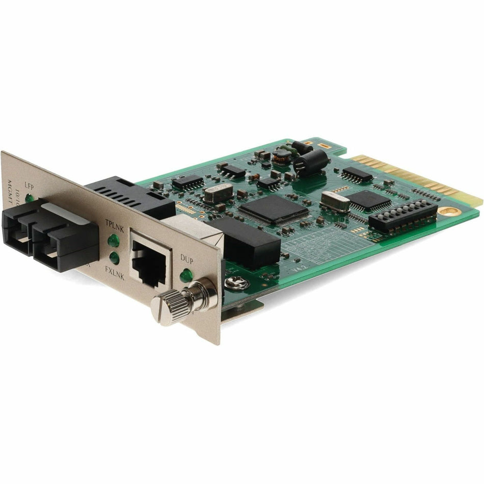 AddOn 10/100Base-TX(RJ-45) to 100Base-LX(SC) SMF 1310nm 20km Media Converter Card for our rack or Standalone Systems - ADD-MCC1MSM20