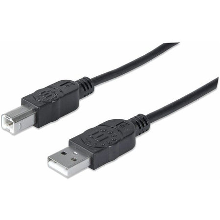 Manhattan Hi-Speed USB 2.0 A Male to B Male Device Cable, 6', Black - 333368