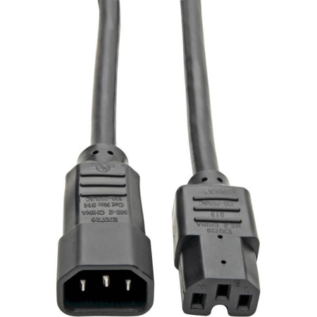 Tripp Lite by Eaton Power Cord C14 to C15 - Heavy-Duty 15A 250V 14 AWG 3 ft. (0.91 m) Black - P018-003