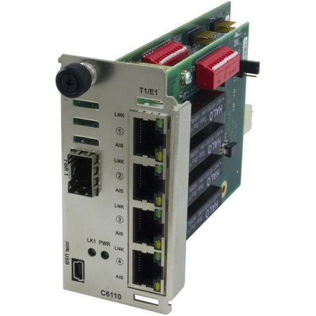 Transition Networks ION T1/E1/J1 Network Interface Device Module 4 x T1/E1/J1 over Fiber - C6110-1040