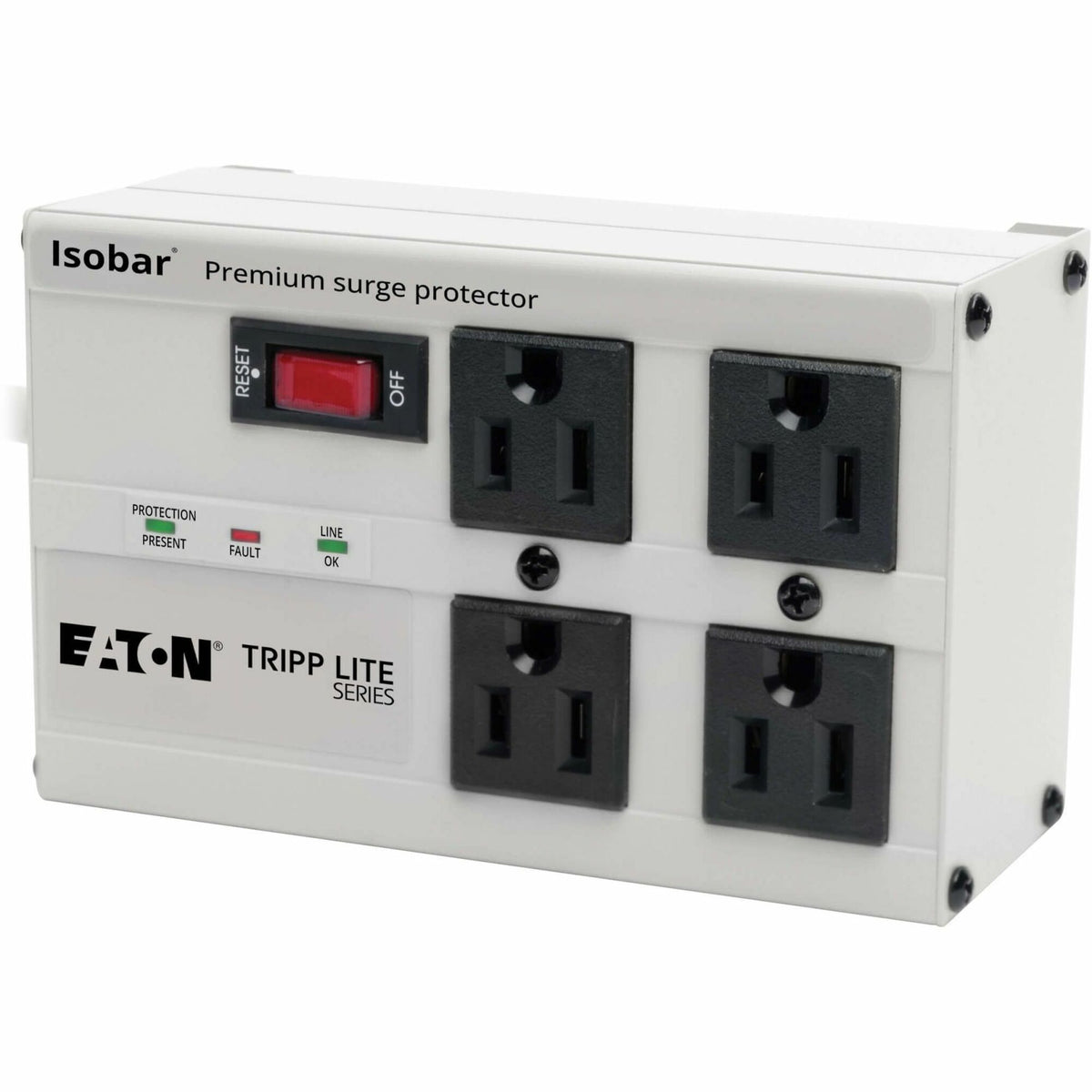 Eaton Tripp Lite Series Isobar 4-Outlet Surge Protector, 6 ft. Cord with Right-Angle Plug, 3330 Joules, Diagnostic LEDs, Metal Housing - ISOBAR 4 ULTRA