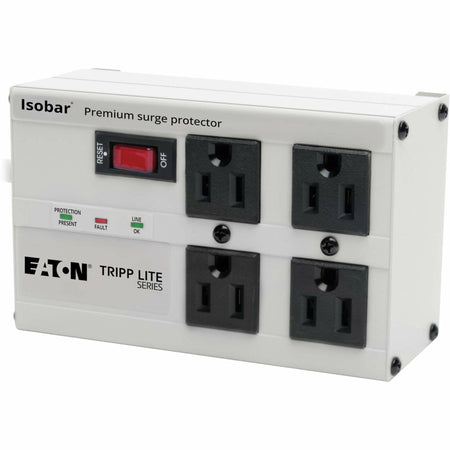 Eaton Tripp Lite Series Isobar 4-Outlet Surge Protector, 6 ft. Cord with Right-Angle Plug, 3330 Joules, Diagnostic LEDs, Metal Housing - ISOBAR 4 ULTRA