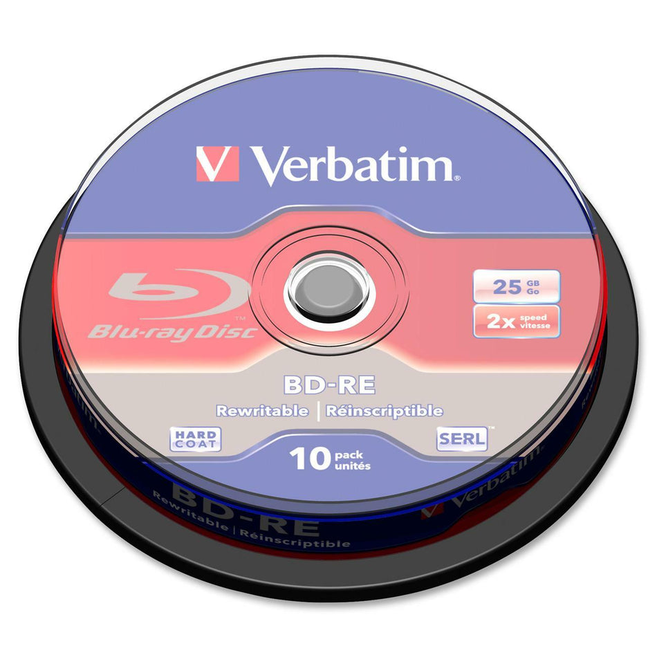 Verbatim BD-RE 25GB 2X with Branded Surface - 10pk Spindle Box - 43694