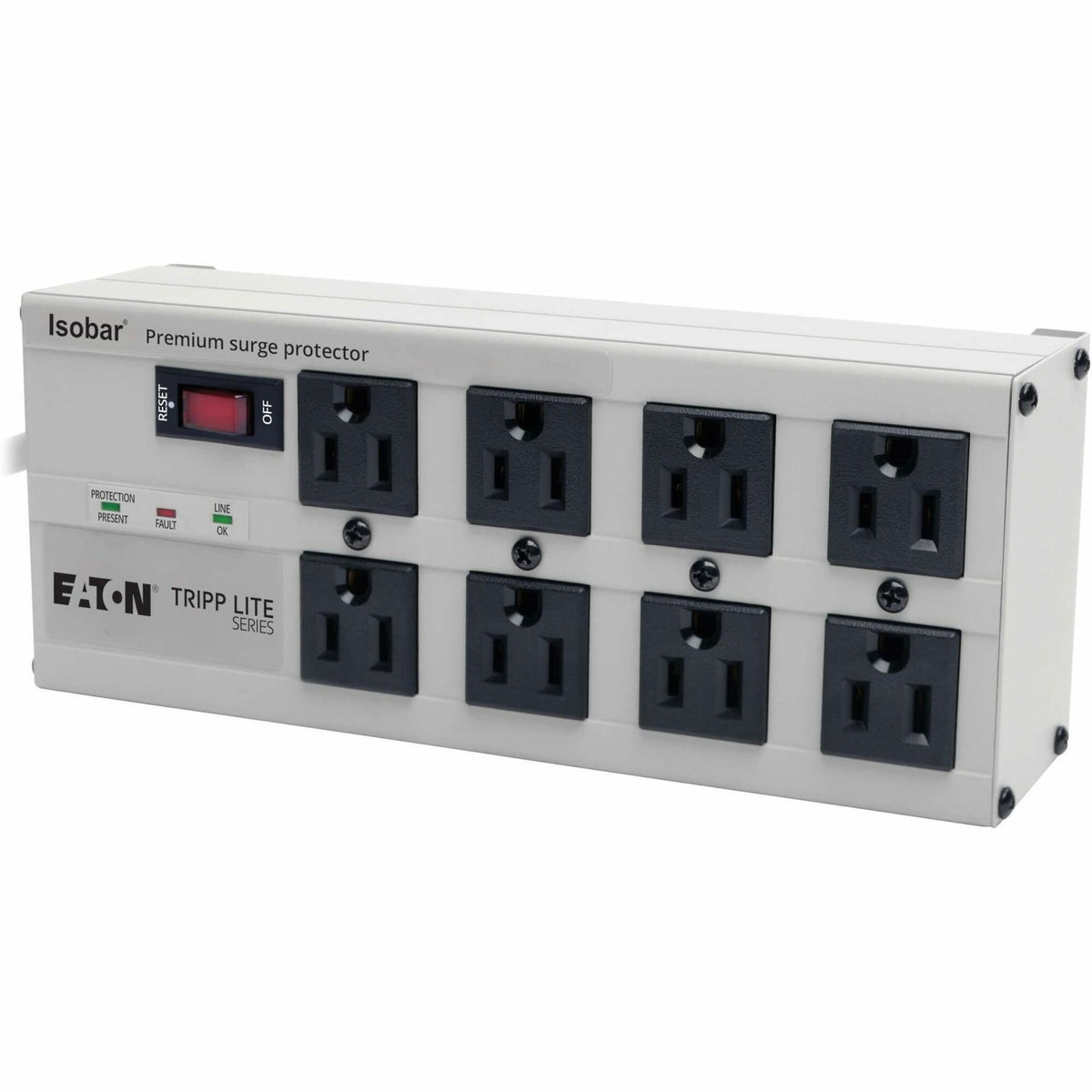 Tripp Lite by Eaton Isobar 8-Outlet Surge Protector 12 ft. Cord with Right-Angle Plug 3840 Joules Diagnostic LEDs Metal Housing - ISOBAR8 ULTRA