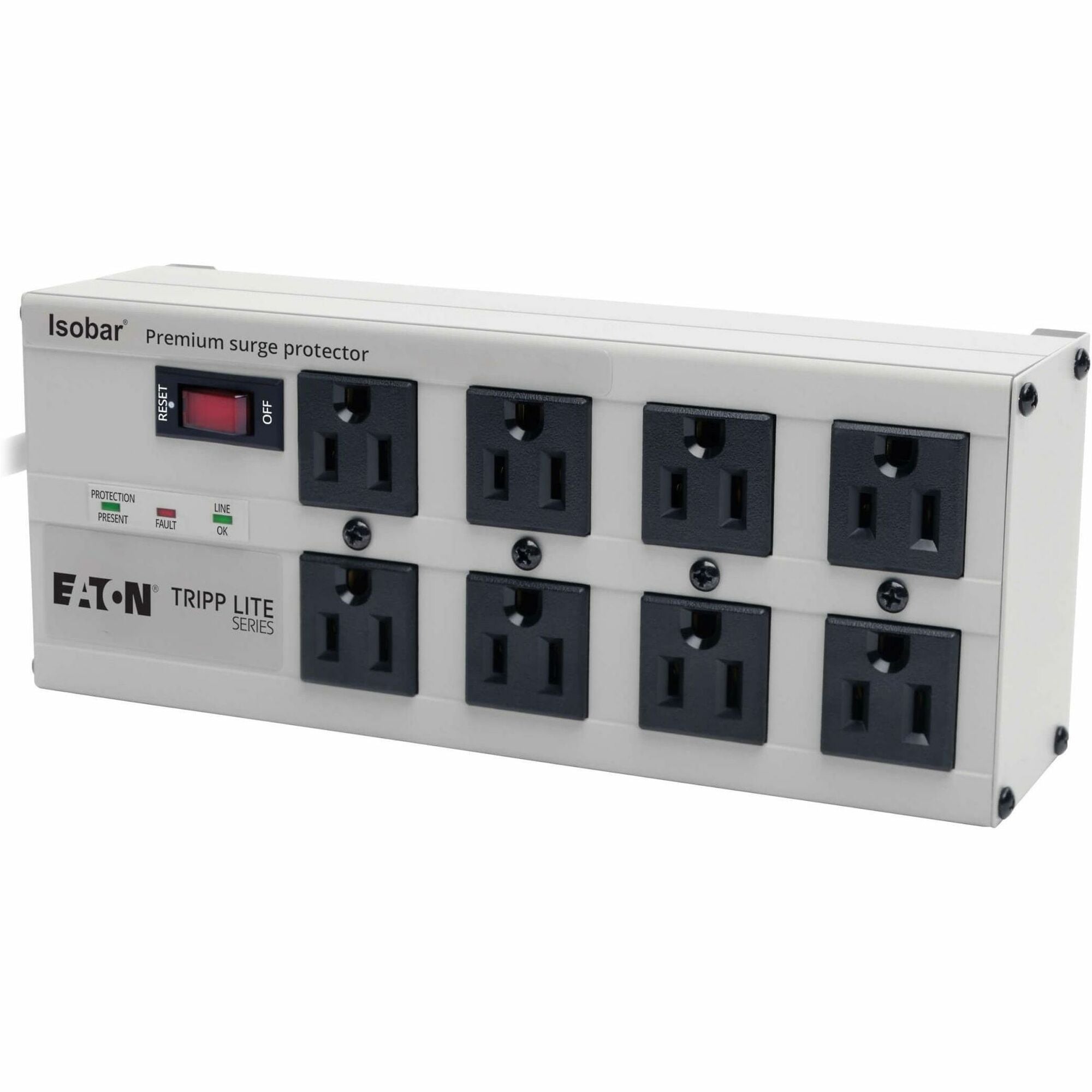 Tripp Lite by Eaton Isobar 8-Outlet Surge Protector 12 ft. Cord with Right-Angle Plug 3840 Joules Diagnostic LEDs Metal Housing - ISOBAR8 ULTRA