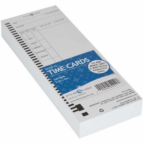 Pyramid Time Systems 44100-10 Time Cards, 100/pk - 44100-10
