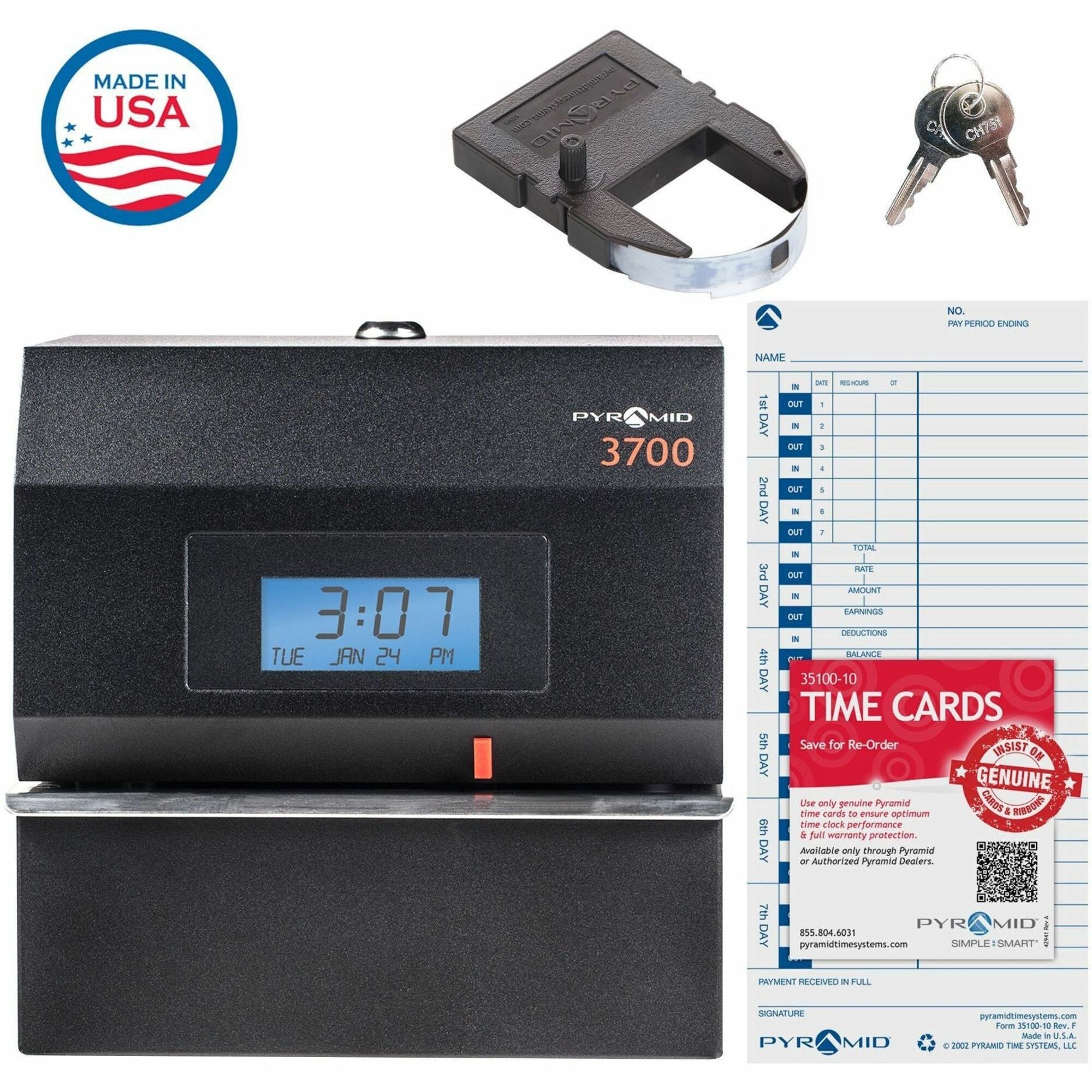 Pyramid Time Systems 3700 Heavy Duty Time Clock & Document Stamp - 3700