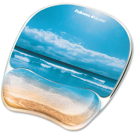 Fellowes&reg; Photo Gel Mouse Pad Wrist Rest with MICROBAN&reg; - Sandy Beach (9179301) - 9179301