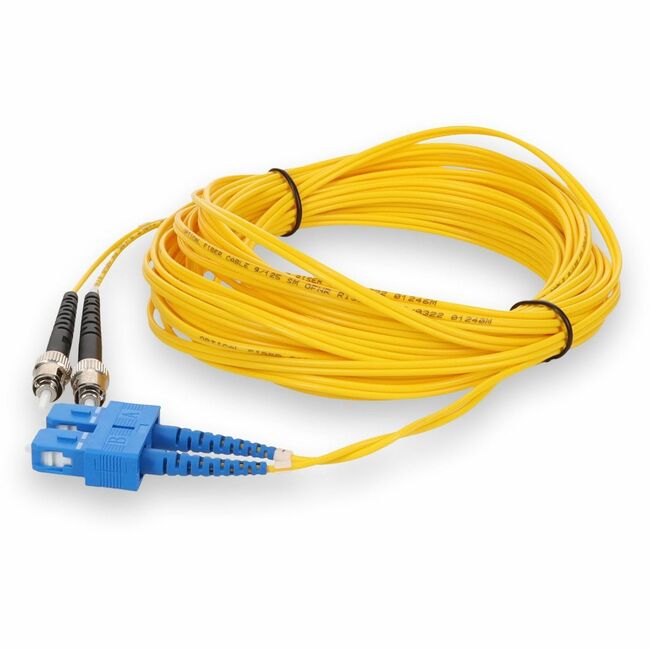 AddOn 3m SC (Male) to ST (Male) Yellow OS2 Duplex Fiber OFNR (Riser-Rated) Patch Cable - ADD-ST-SC-3M9SMF