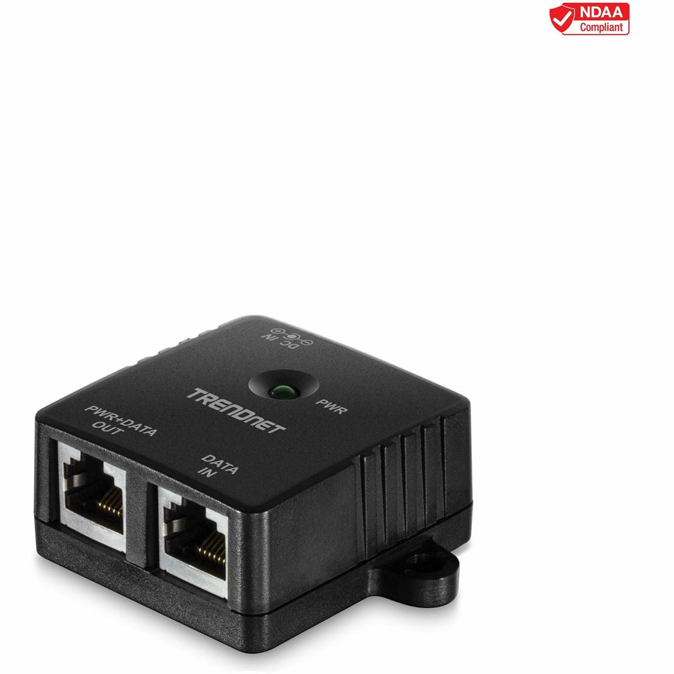 TRENDnet Gigabit Power Over Ethernet Injector, Full Duplex Gigabit Speeds, 1 x Gigabit Ethernet Port, 1 x PoE Gigabit Ethernet Port, Network Devices Up To 100M (328 ft), 15.4W, Black, TPE-113GI - TPE-113GI