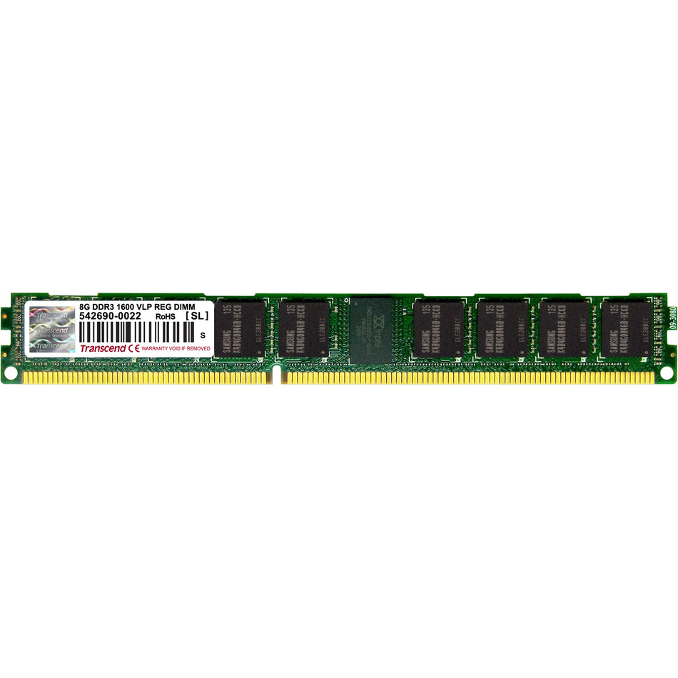 Transcend 8GB DDR3 Memory 240Pin Long-DIMM DDR3-1600 ECC Registered Memory - TS1GKR72V6HL