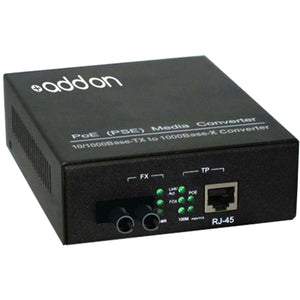 AddOn 10/100/1000Base-TX(RJ-45) to 1000Base-LX(ST) SMF 1310nm 10km POE Media Converter - ADD-GMCP-LX-1ST