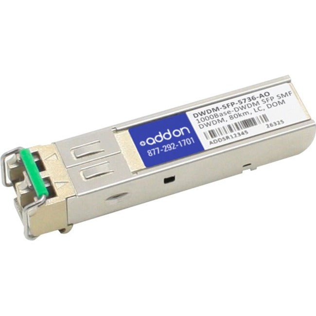 AddOn Cisco DWDM-SFP-5736 Compatible TAA Compliant 1000Base-DWDM 100GHz SFP Transceiver (SMF, 1557.36nm, 80km, LC, DOM) - DWDM-SFP-5736-AO