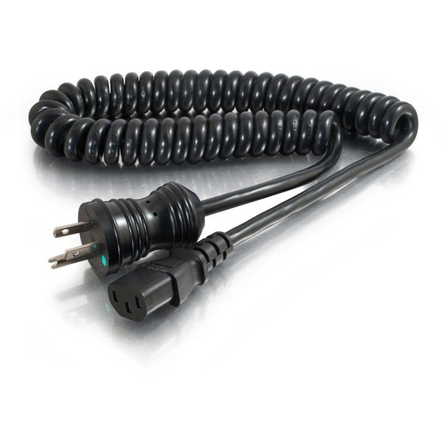 C2G 6ft 18 AWG Coiled Hospital Grade Power Cord (NEMA 5-15P to IEC320C13) - Black - 48065