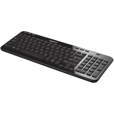 Logitech K360 Compact Wireless Keyboard for Windows, 2.4GHz Wireless, USB Unifying Receiver, 12 F-Keys, 3-Year Battery Life, Compatible with PC, Laptop (Glossy Black) - 920-004088