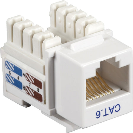 Black Box CAT6 Keystone Jack - Unshielded, RJ45, White, 25-Pack - CAT6J-WH-25PAK