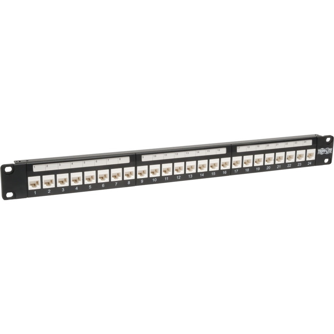 Eaton Tripp Lite Series 24-Port Cat6/Cat5 Low Profile Feed-Through Patch Panel, 1U Rack-Mount/Wall-Mount, TAA - N250-024-LP