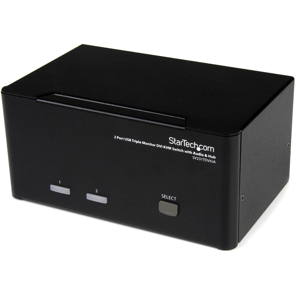 StarTech.com 2 Port Triple Monitor DVI USB KVM Switch with Audio & USB 2.0 Hub - SV231TDVIUA