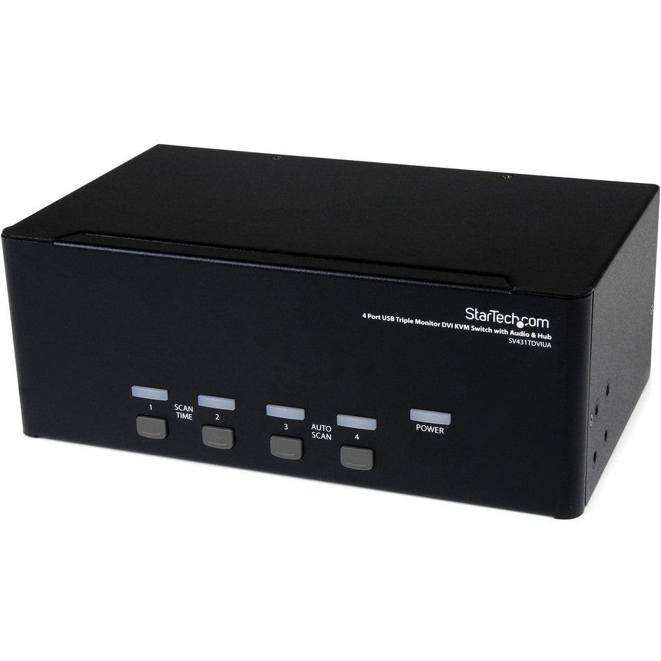 StarTech.com 4 Port Triple Monitor DVI USB KVM Switch with Audio & USB 2.0 Hub - SV431TDVIUA
