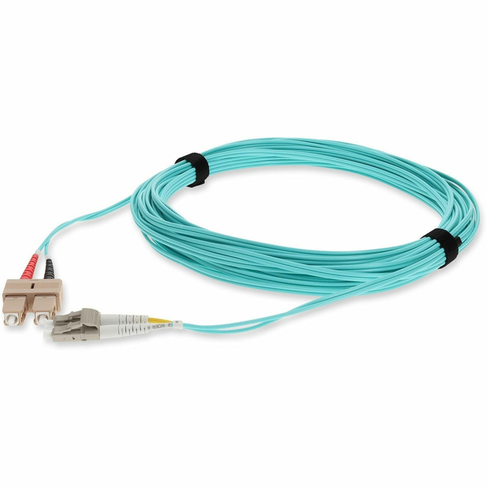AddOn 4m SC to LC Aqua OM3 Duplex OFNR (Riser-Rated) Fiber Patch Cable - ADD-SC-LC-4M5OM3