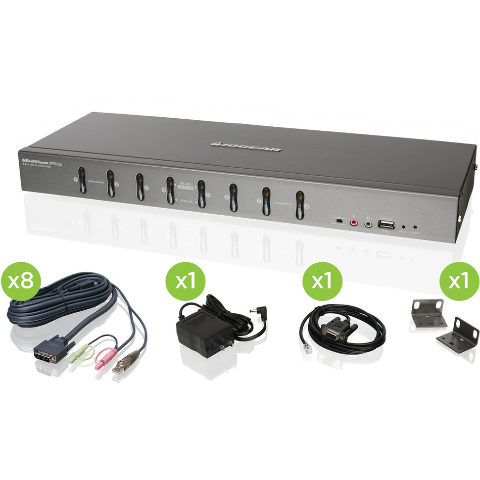 IOGEAR 8-Port DVI KVMP Switch Kit - GCS1108KIT1