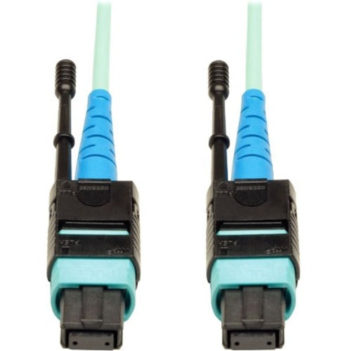 Eaton Tripp Lite Series 100G MTP/MPO Multimode OM3 Plenum-Rated Fiber Optic Cable (CXP), 24 Fiber, 100GBASE-SR10, Push/Pull Tabs, Aqua, 2 m - N846-02M-24-P