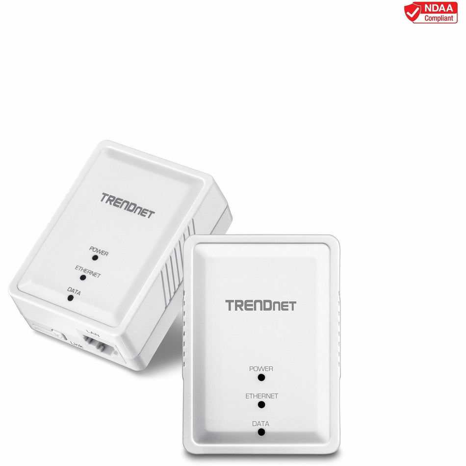 TRENDnet Powerline 500 AV Nano Adapter Kit, Includes 2 x TPL-406E Adapters, Cross Compatible With Powerline 600-500-200, Windows 10, 8.1, 8, 7, Vista, XP, Plug & Play Install, White, TPL-406E2K - TPL-406E2K