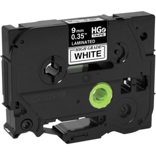 Brother 9mm (0.35") Black on White HGe Tape with Standard Adhesive 8m (26.2 ft) - 5 Pack - HGE2215PK