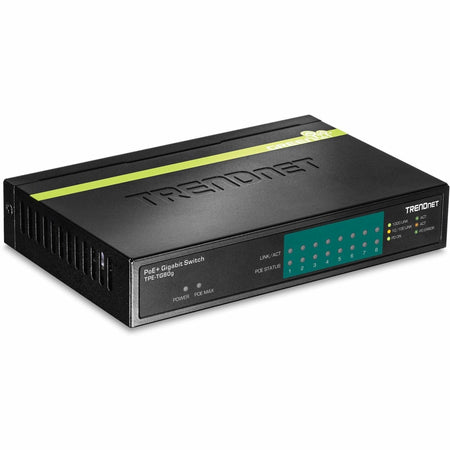 TRENDnet 8-Port Gigabit PoE+ Switch, TPE-TG80G, 8 x Gigabit PoE+ Ports, 123W PoE Power Budget, 16 Gbps, Ethernet Splitter, NDAA & TAA Compliant, Metal, Lifetime Protection, Black - TPE-TG80G