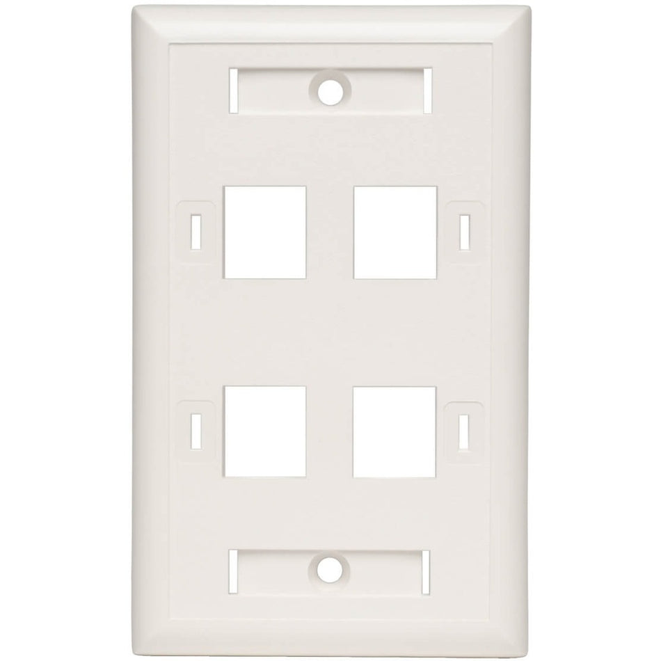 Tripp Lite by Eaton Quad Outlet RJ45 Universal Keystone Face Plate / Wall Plate, White, 4-Port - N042-001-04-WH