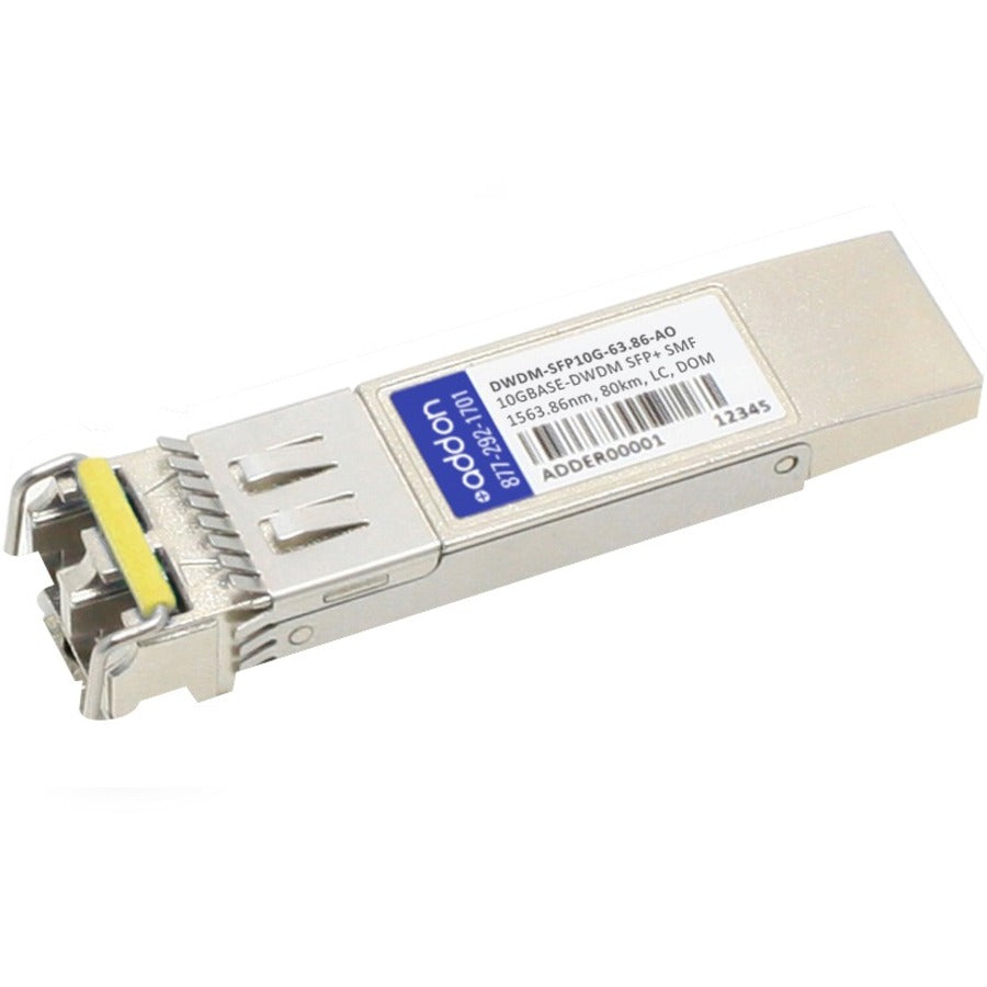 AddOn Cisco DWDM-SFP10G-63.86 Compatible TAA Compliant 10GBase-DWDM 100GHz SFP+ Transceiver (SMF, 1563.86nm, 80km, LC, DOM) - DWDM-SFP10G-63.86-AO