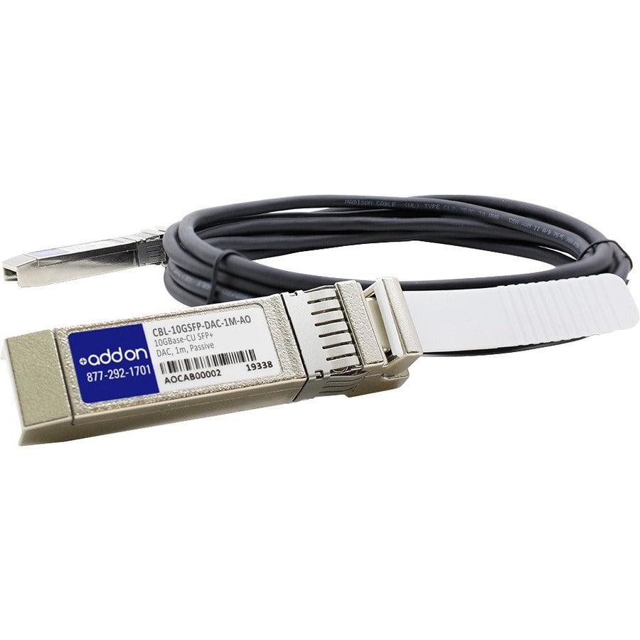 AddOn Dell Force10 CBL-10GSFP-DAC-1M Compatible TAA Compliant 10GBase-CU SFP+ to SFP+ Direct Attach Cable (Passive Twinax, 1m) - CBL-10GSFP-DAC-1M-AO