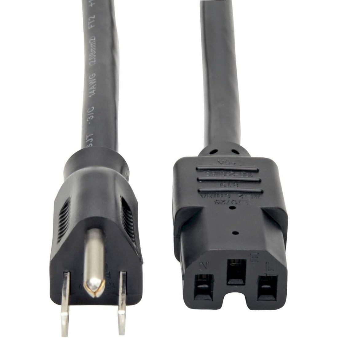 Tripp Lite by Eaton Power Cord NEMA 5-15P to C15 - Heavy-Duty 15A 125V 14 AWG 4 ft. (1.22 m) Black - P019-004