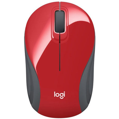 Logitech Wireless Mini Mouse M187 Ultra Portable, 2.4 GHz with USB Receiver, 1000 DPI Optical Tracking, 3-Buttons, PC / Mac / Laptop - Red - 910-002727