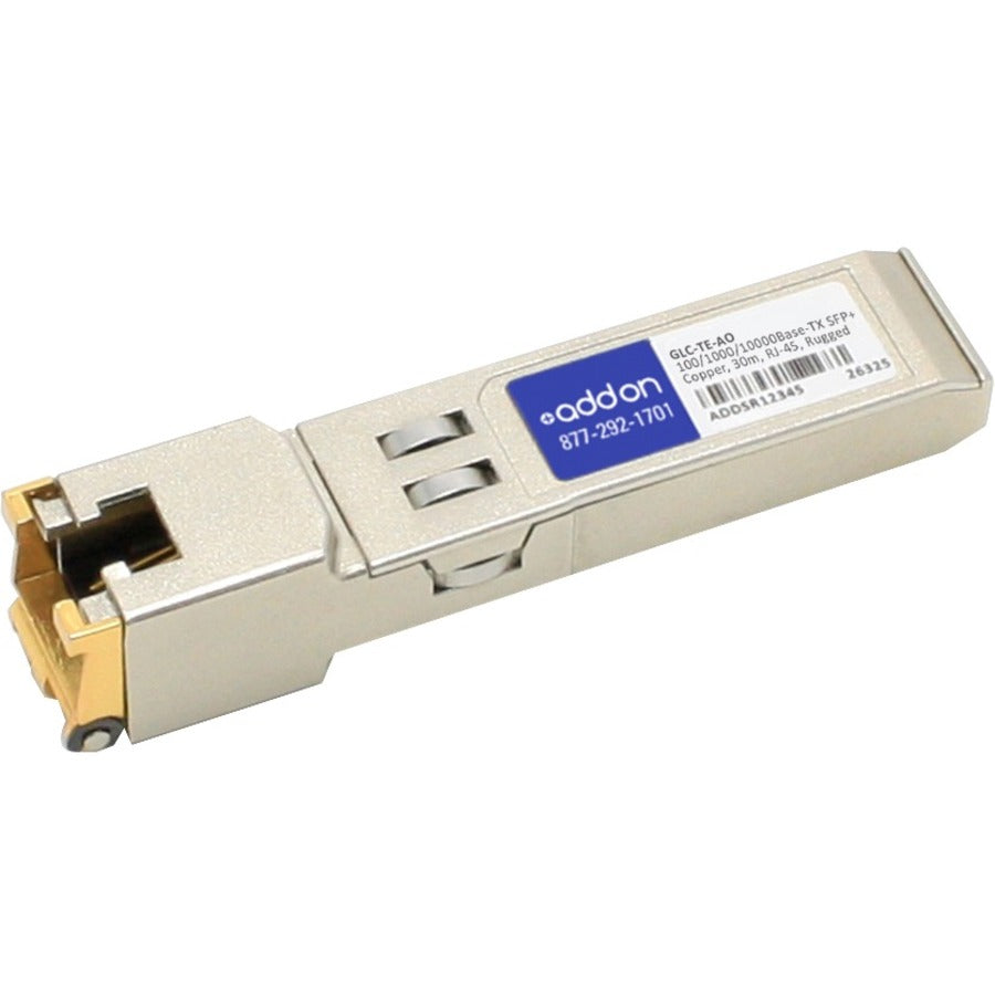 AddOn Cisco GLC-TE Compatible TAA Compliant 10/100/1000Base-TX SFP Transceiver (Copper, 100m, RJ-45, Rugged) - GLC-TE-AO