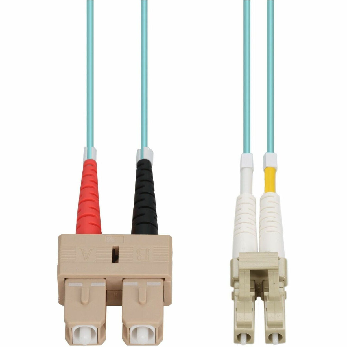 AddOn 1m SC to LC Aqua OM4 Duplex OFNR (Riser-Rated) Fiber Patch Cable - ADD-SC-LC-1M5OM4