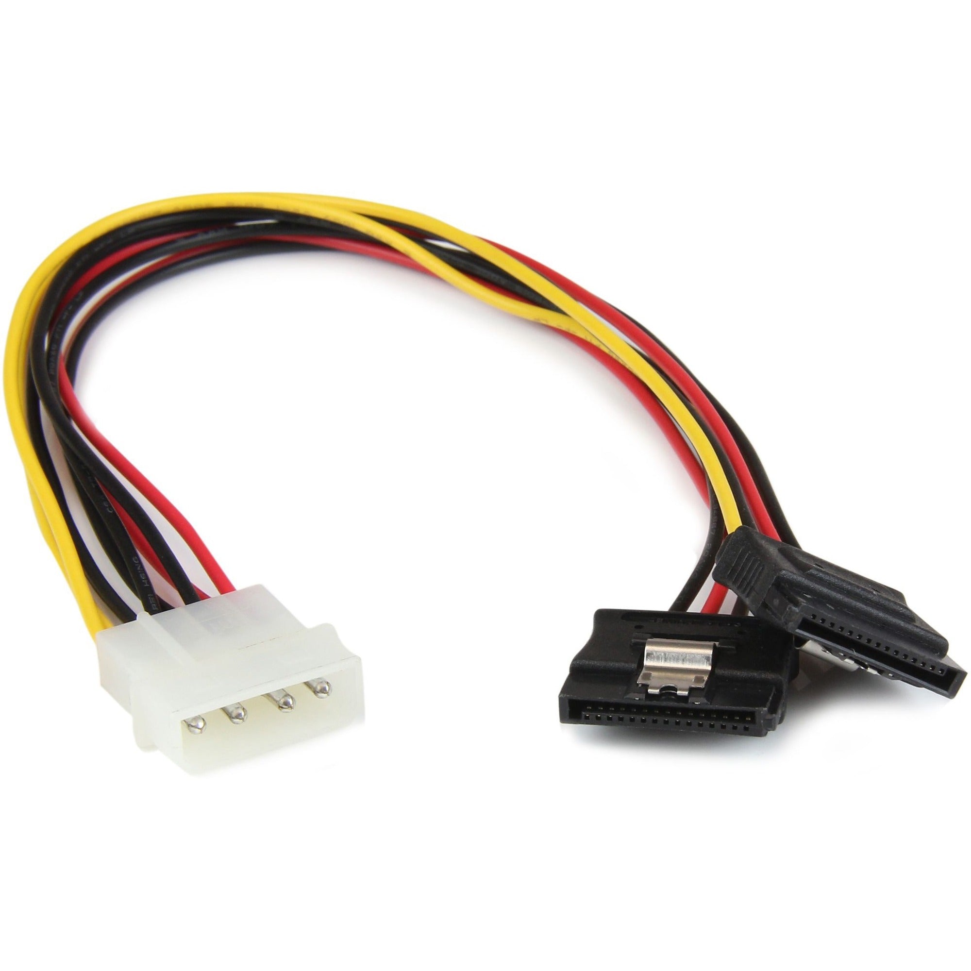 StarTech.com 12in LP4 to 2x Latching SATA Power Y Cable Splitter Adapter - 4 Pin Molex to Dual SATA - PYO2LP4LSATA