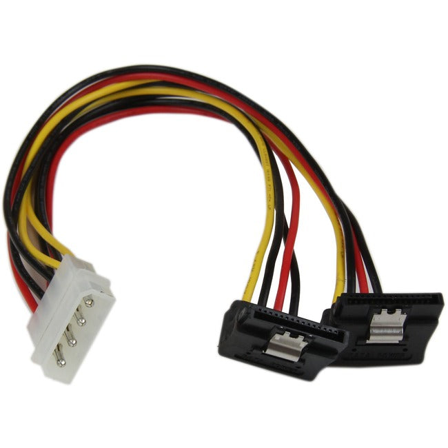 StarTech.com 12in LP4 to 2x Right Angle Latching SATA Power Y Cable Splitter - 4 Pin LP4 to Dual SATA - PYO2LP4LSATR