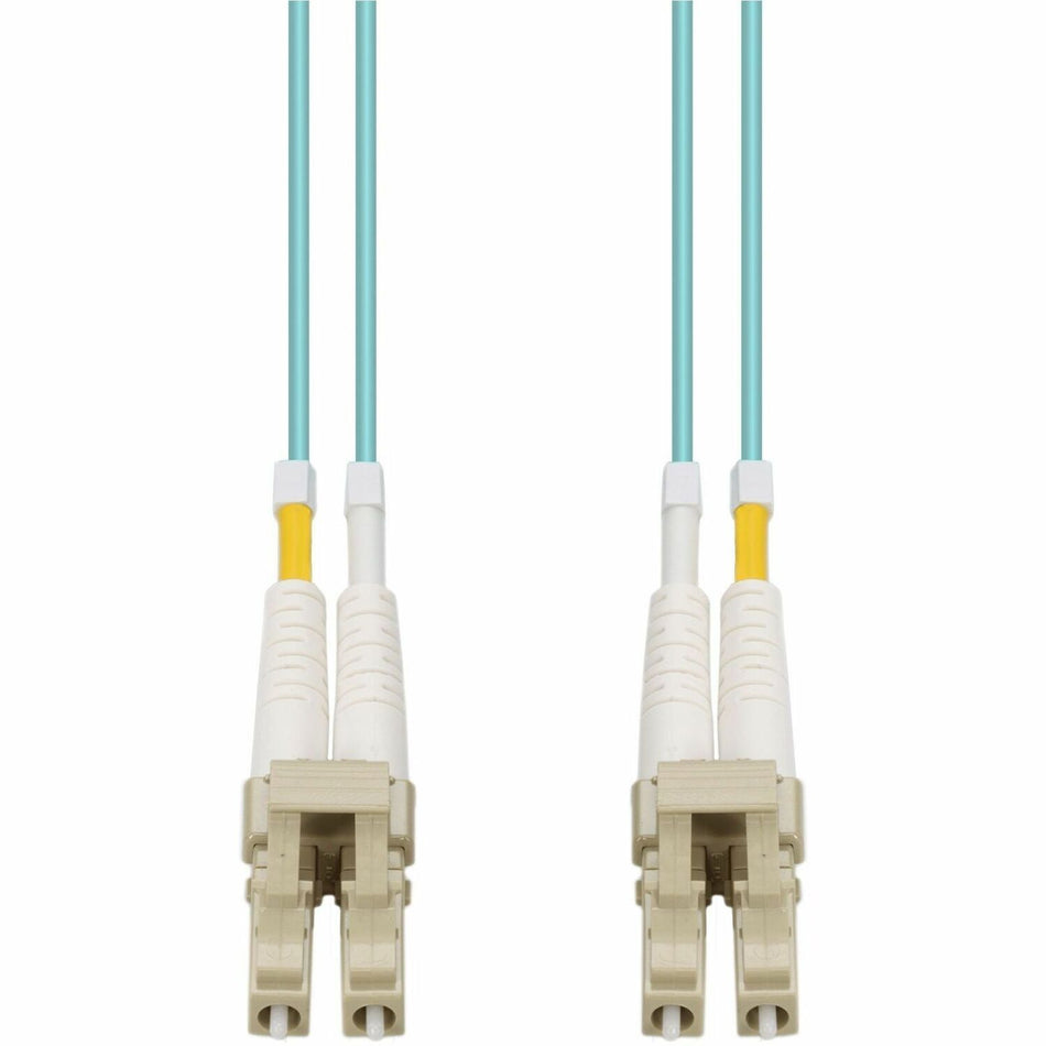 AddOn 50m LC to LC Aqua OM4 Duplex OFNR (Riser-Rated) Fiber Patch Cable - ADD-LC-LC-50M5OM4