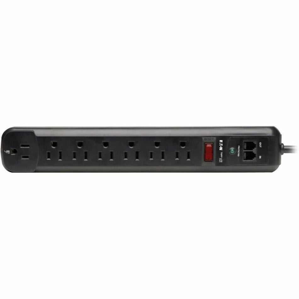 Eaton Tripp Lite Series Protect It! 7-Outlet Surge Protector, 6 ft. (1.83 m) Cord, 1080 Joules, Modem/Fax Protection, Black Housing - TLP76RBTEL