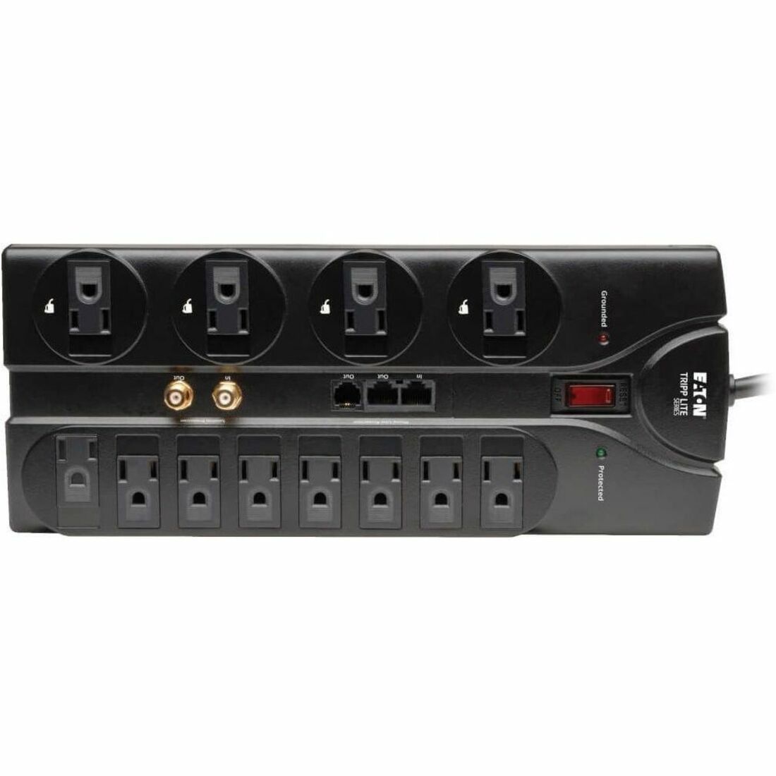 Eaton Tripp Lite Series Protect It! 12-Outlet Surge Protector, 8 ft. (2.43 m) Cord, 2880 Joules, Tel/Modem/Coaxial/Ethernet Protection - TLP1208SAT