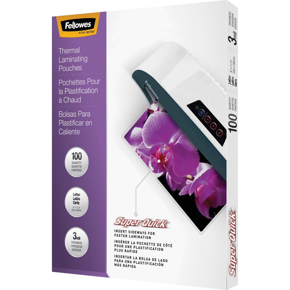Fellowes Glossy SuperQuick Pouches - Letter, 3 mil, 100 pack - 5245801