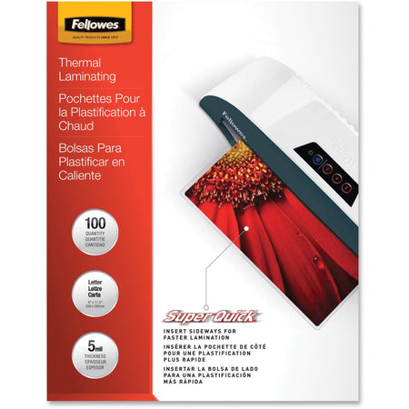 Fellowes Glossy SuperQuick Pouches - Letter, 5 mil, 100 pack - 5223001