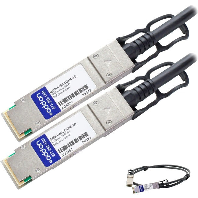 AddOn Cisco QSFP-H40G-CU3M Compatible TAA Compliant 40GBase-CU QSFP+ to QSFP+ Direct Attach Cable (Passive Twinax, 3m) - QSFP-H40G-CU3M-AO