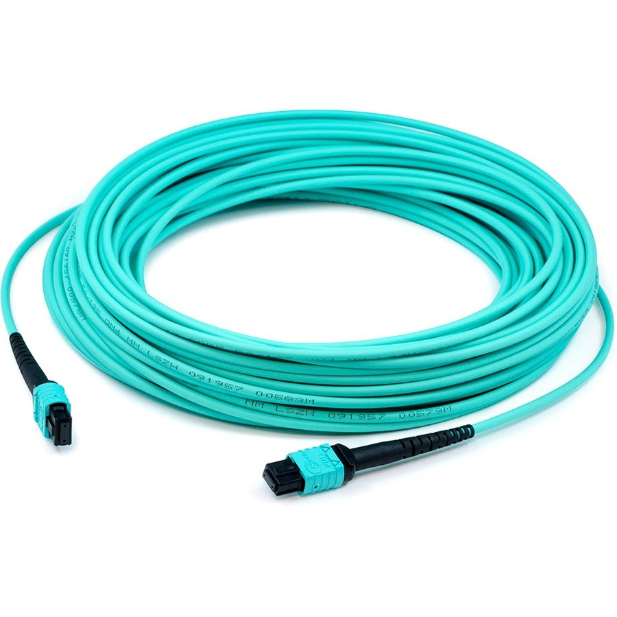 AddOn 1m MPO (Female) to MPO (Female) 12-Strand Aqua OM3 Crossover Fiber OFNR (Riser-Rated) Patch Cable - ADD-MPOMPO-1M5OM3