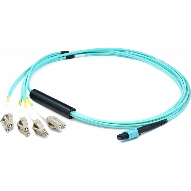 AddOn 3m MPO (Female) to 8xLC (Male) 8-Strand Aqua OM3 Fiber Fanout Cable - ADD-MPO-4LC3M5OM3