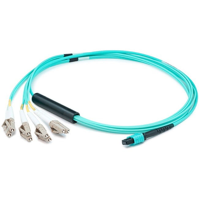 AddOn 5m MPO (Female) to 8xLC (Male) 8-Strand Aqua OM3 Fiber Fanout Cable - ADD-MPO-4LC5M5OM3